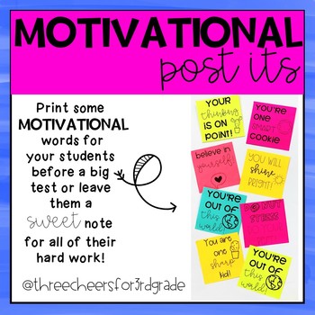 Motivational Post-its by Three Cheers for 3rd Grade