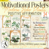 Motivational Posters Modern Boho Plants Classroom Decor | 