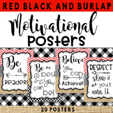 Motivational Posters: Red, Black, and Burlap