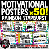 Motivational Posters, Set of 50 Classroom Posters, RAINBOW