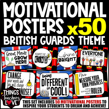 Preview of Motivational Posters for Growth Mindset - BRITAIN BRITISH GUARDS CLASSROOM DECOR