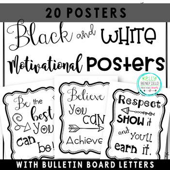 Motivational Posters l Growth Mindset Posters Black and White | TpT