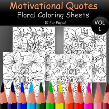 Preview of Motivational Quote Coloring Pages | Floral Coloring Pages | For Personal Growth