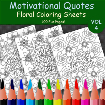 Preview of Motivational Quote Coloring Pages | Floral Coloring for Self-love and Self-care