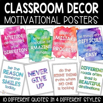 Motivational Quote Posters | Watercolor Classroom Decor | TpT