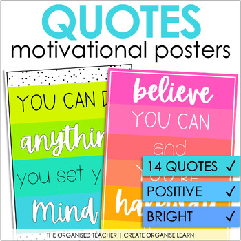 Motivational Quotes Classroom Posters | Spotty Rainbow Classroom Decor