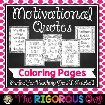 Preview of Motivational Quotes Coloring Pages Growth Mindset