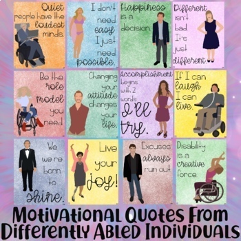 Preview of Motivational Quotes From Differently Abled Individuals Classroom Posters