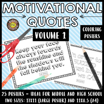 Preview of Motivational Quotes Growth Mindset Coloring Posters (VOL. 1)
