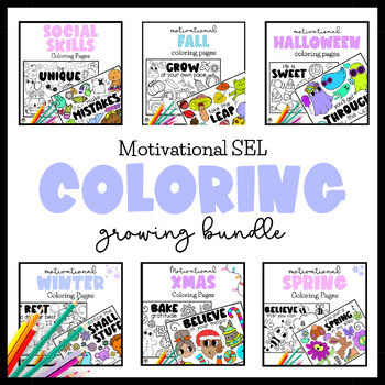 Preview of Motivational Quotes Coloring Page Bundle | SEL Mindful May Morning Work