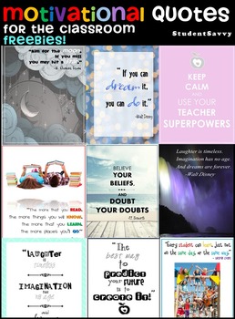 Preview of Motivational Quotes & Positive Affirmations for the Classroom - FREEBIES!
