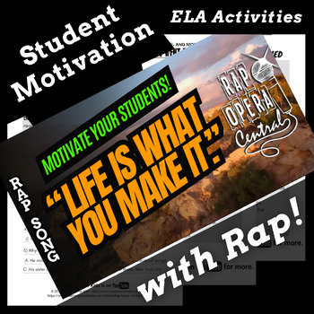 Preview of Middle School Fun ELA Worksheets Activities with Motivational Rap Song Lyrics