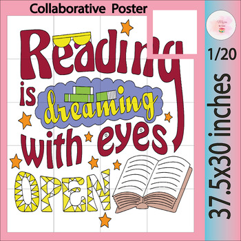 Preview of Motivational Reading  Collaborative Coloring Poster | Across America Day