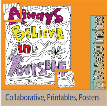 Preview of I Have a Dream Motivational Positive Quote Collaborative Coloring Poster-Reading