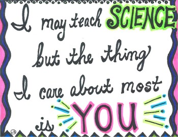 Preview of Motivational Science Teacher Quotes Handmade