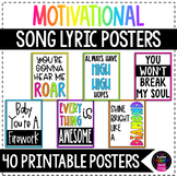 Motivational Song Lyric Posters - Rainbow Neon Classroom Decor