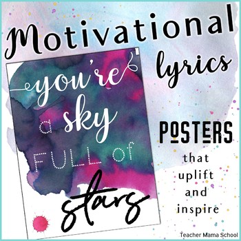 Motivational Quotes Posters Song Lyrics In Watercolor Tpt