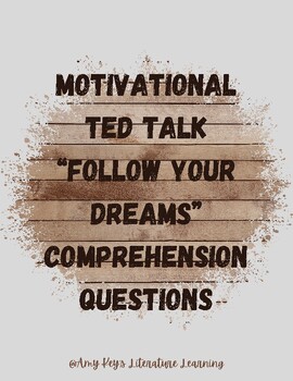 Preview of Motivational TED Talk Questions Comprehension Career Exploration Art Grade 6-12