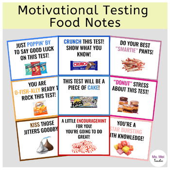 Preview of Motivational Testing Food Notes - State Testing Motivation - FREEBIE