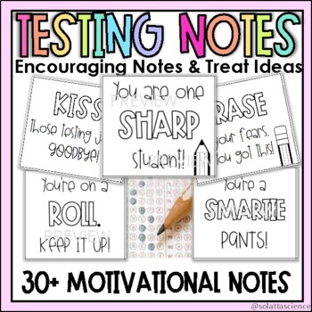 Preview of Motivational Testing Notes | Student Encouragement | Black and White