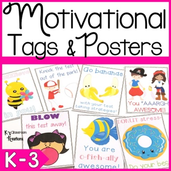 Preview of Motivational Testing Notes for Students with Posters and Gift Tags