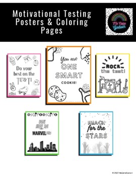 Preview of Motivational Testing Posters & Coloring Pages