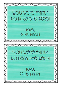 Preview of Motivational Testing Tags - You Were "MINT" To Pass the Test