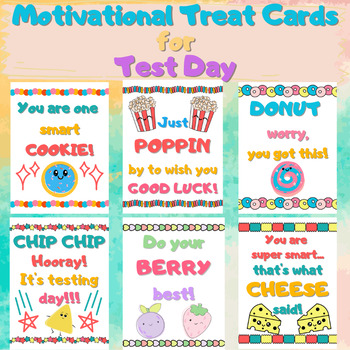 Preview of Motivational Treat Tags for Testing, Encouraging Note Cards, Funny Test Prep