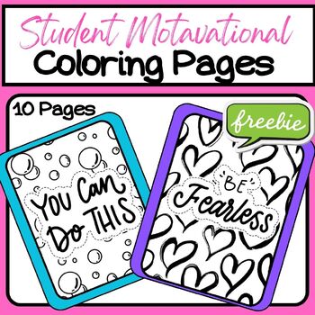 Preview of Motivational Upper Grades Coloring Sheets: Student Affirmations for State Test