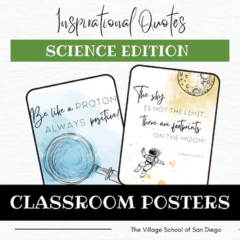 Preview of Motivational Watercolor Classroom Posters Science Edition | Inspirational Quotes
