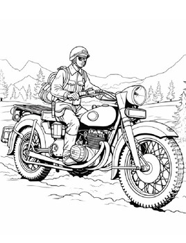 Preview of Motorbikes, 70 Pages For Colouring For Art