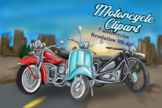 Motorcycle clipart- watercolor clip art, motorbike clip art