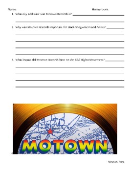 Preview of Motown Records Civil Rights Discussion Questions and Listening
