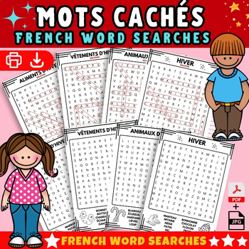 Preview of Mots cachés sur l'hiver pour enfants - French Word Searches for the Winter
