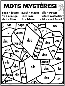 Mots fréquents pour L'ÉCOLE | French Color by Code Sight Words for ...