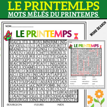 Preview of Mots mêlés du printemps 12 mots à trouver ! French Spring Word Search