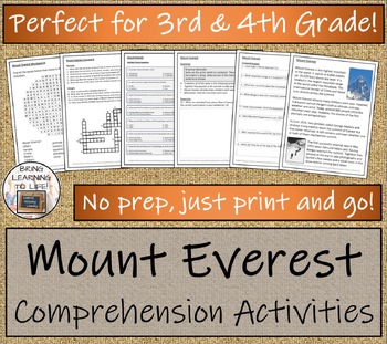 Mount Everest Close Reading Activity | 3rd Grade & 4th Grade | TpT