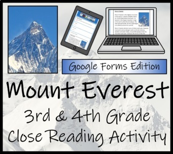 Preview of Mount Everest Close Reading Activity Digital & Print | 3rd Grade & 4th Grade