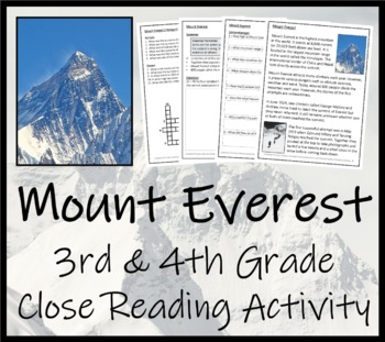 Preview of Mount Everest Close Reading Comprehension Activity | 3rd Grade & 4th Grade
