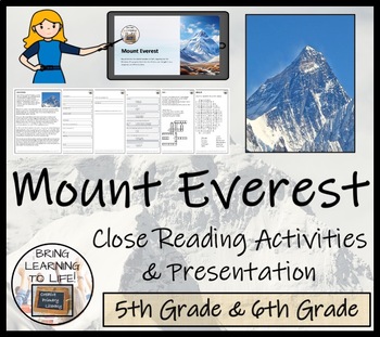 Preview of Mount Everest Close Reading Comprehension Activity | 5th Grade & 6th Grade