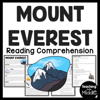 Preview of Mount Everest in Nepal Reading Comprehension Worksheet Southeast Asia