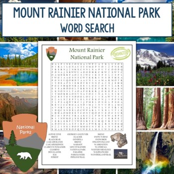 Mount Rainier National Park Word Search by Dr Loftin s Learning Emporium