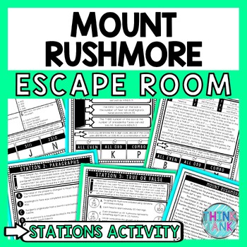 Preview of Mount Rushmore Escape Room Stations - Reading Comprehension Activity