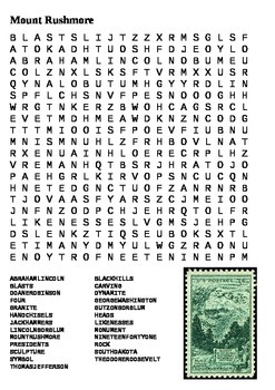 Mount Rushmore Word Search by Steven s Social Studies TPT