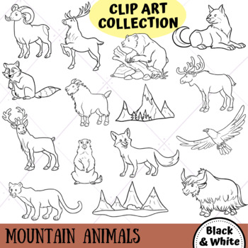 black and white clipart of animals
