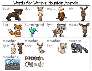Animal Word List Teaching Resources | TPT