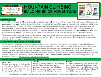 Preview of Mountain Climbing Lego® Brick Adventure (S.T.E.M kids interactive or sub plan)