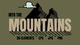 Mountain Doodles Illustration Vector Clip Art Set