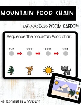 Preview of Mountain Food Chain BOOM CARDS: Digital Task Cards for Distance Learning