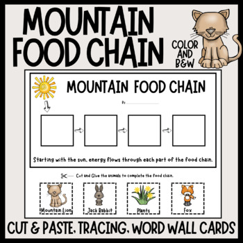 Preview of Mountain Food Chains - Activity and Word Wall Cards - Animal Food Chain